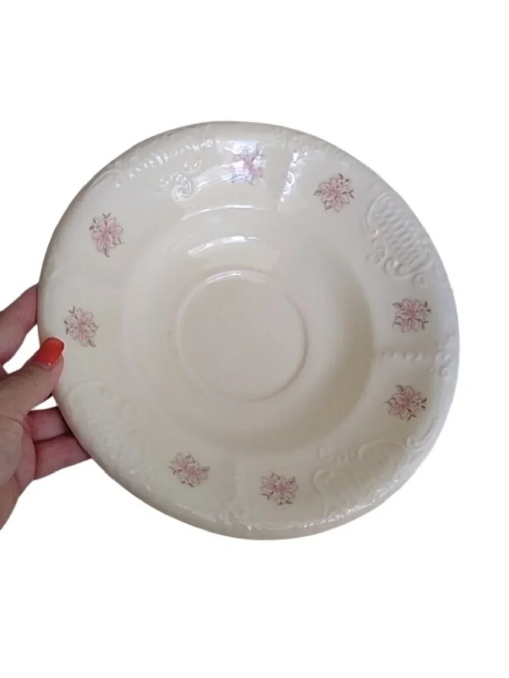 Vintage ATHENA California Small Floral Pitcher and Basin Set, Cream